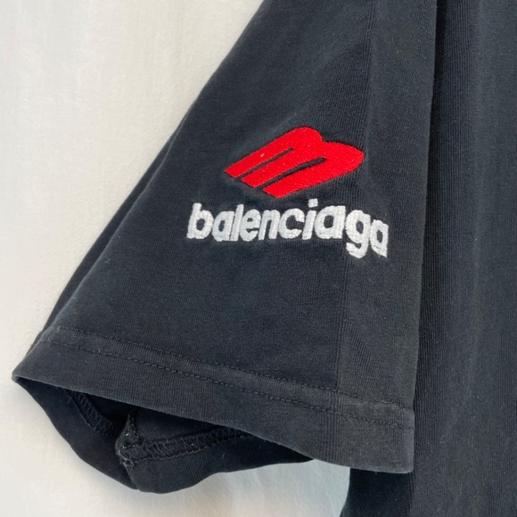 Balenciaga 3b Sports Icon Oversize T-shirt Black Embroidered Medium - Picture 9 of 15